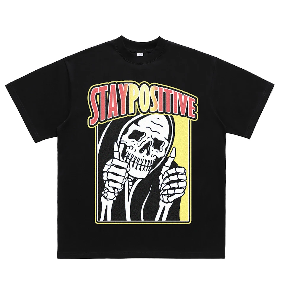 Heren T-shirt met kleine halslijn, rock skull print, korte mouwen, ideaal voor een casual look. Comfortabel en trendy voor dagelijks gebruik.