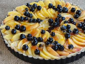 Drunken Blueberry Peach Cheesecake Tart