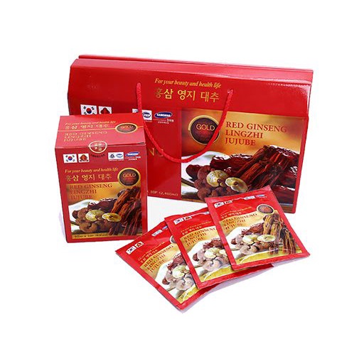 Túi Nước Hồng Sâm - Linh Chi -Táo Đỏ Red Ginseng Jujube - Koreainsam (Hộp 10 x3 Gói)_LT