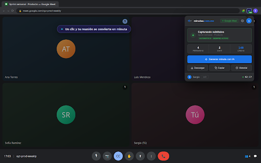 Minutas — Transcripción de reuniones con IA screenshot 3