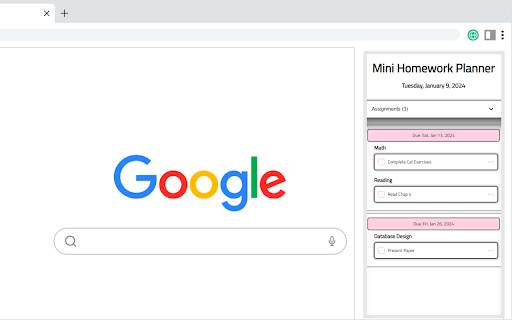 Mini Homework Planner