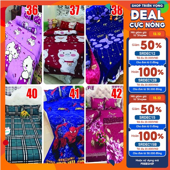 Bộ Chăn Ga Gối Cotton Poly Full Set 5 Món (2 Vỏ Gối Nằm, 1 Vỏ Gối Ôm, 1 Chăn Trần Bông 2 Mặt 3 Lớp, 1 Ga Chun Bọc Đệm)