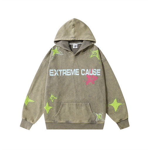 Title 8, Mens Star Letters Printed Long-sleeved Hooded ...