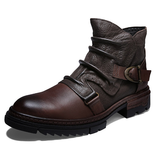 Title 4, Retro Wrinkle Genuine Leather Mens Boots Timele...
