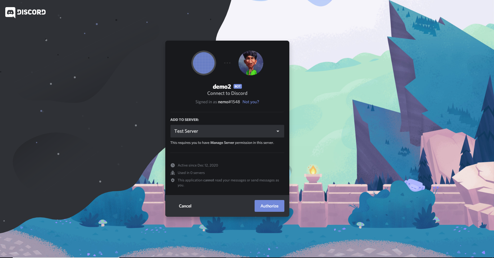 create a discord bot in JS