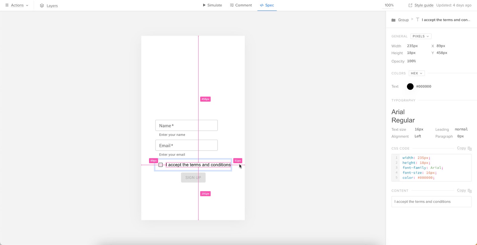 デザインハンドオフ　UXPin Spec mode will help you with developer handoff