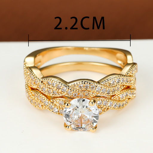 Title 2, Simple Golden Four-Claw Round Cross Twist Ring,...