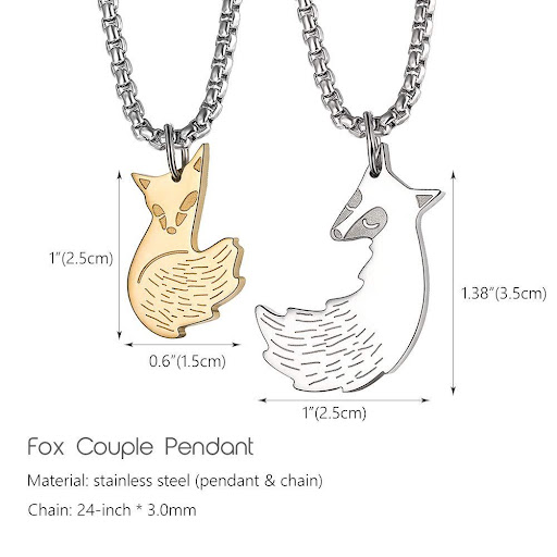 Title 1, Stainless Steel Fox and Wolf Necklace Pendant. ...