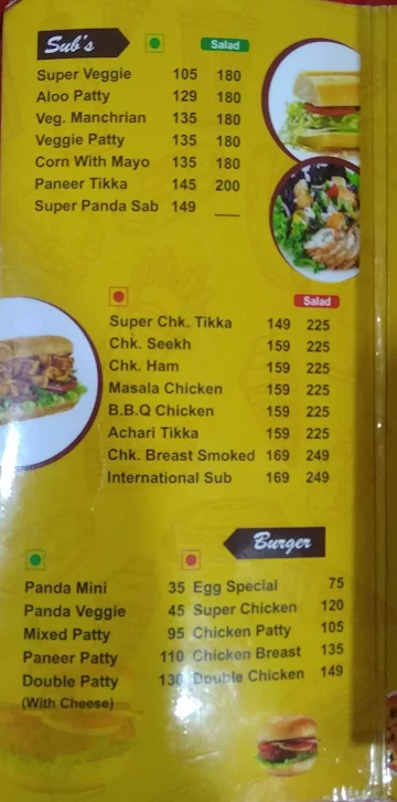 Super Panda menu 