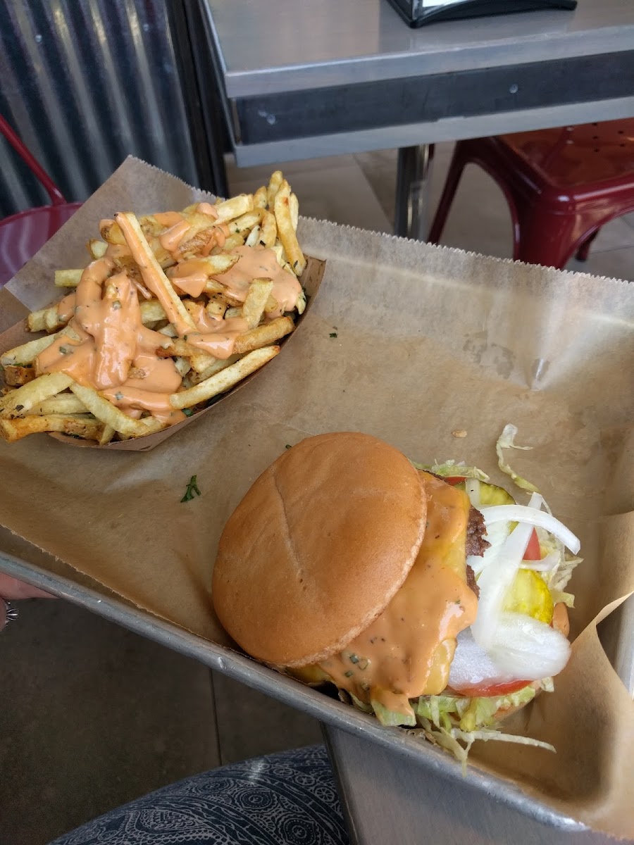 Truffle fries and gf wicked burger (pickles were awesome)