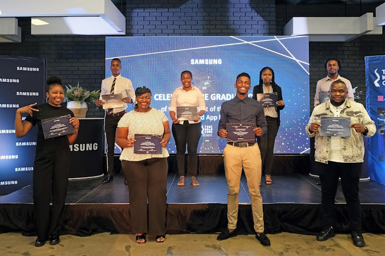 Graduates of Samsung SA's AppFactory, which empowers the country's youth by teaching them coding skills. Image: Supplied/Samsung SA