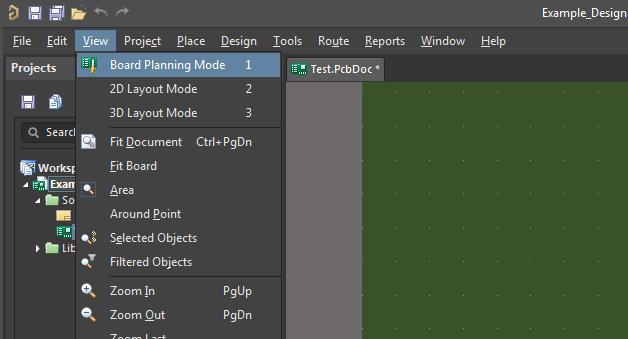 Changing Board Sizes in Altium  screenshot of setting board planning mode