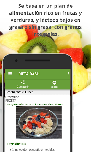 Dieta DASH para la presión arterial alta.