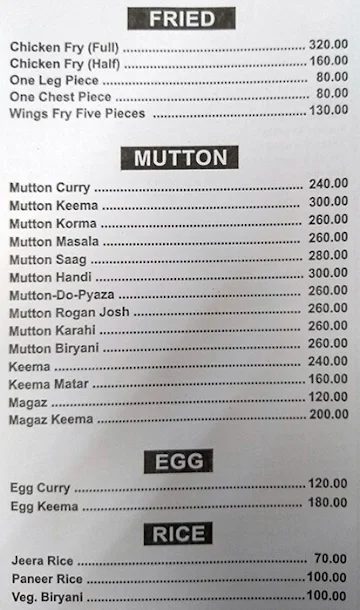 Kundan Dhaba menu 