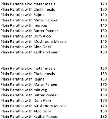 Homely Paratha Box menu 
