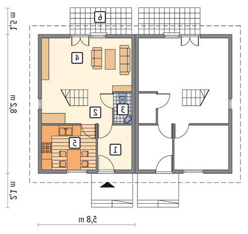 Sówka - bliźniak - WMB01 - Rzut parteru