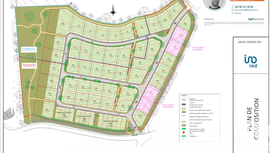 Vente terrain  500 m² à Limoges (87000), 56 500 €