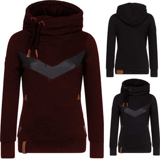 Title 3, Womens New Long-sleeved Hooded Stitching Sweater