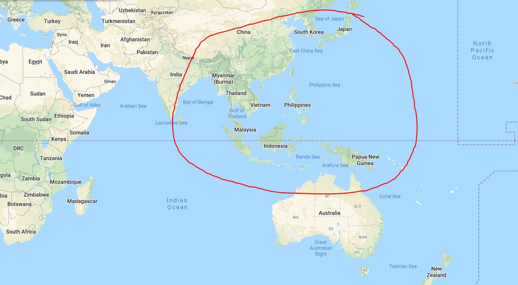 A map showing the region where the catamaran originated.