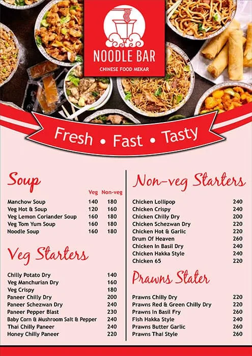 Noodle Bar menu 