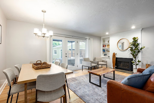 Modern dining and living room in this luxury farmhouse for sale in Millcreek ($679,900)