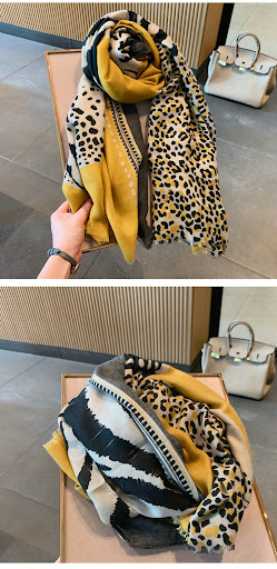 Title 2, Shawl Leopard Print Silk Scarf