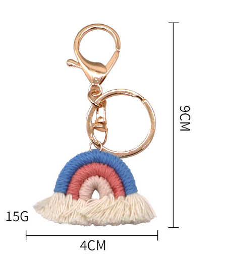 Title 1, Rainbow Pendant Handmade Cotton Braided Keychai...