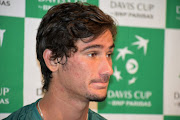 KIA South Africa number one singles player Lloyd Harris at the post press conference after the Davis Cup tie between Portugal and South Africa at Club Internacional De Foot-Ball on October 19, 2018 in Lisbon, Portugal. 