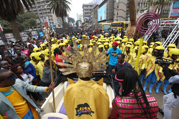 Form ni Gani president Imani Tumaini is welcomed by 100 Timeless Warriors.