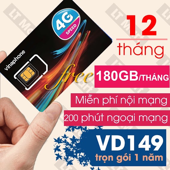 Sim 4G 1 Năm Sim Vinaphone Vd89/D60G/Vd89P/Vd149/Fhappy Trọn Gói 1 Năm Không Cần Nạp Tiền Ltmart