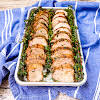 Thumbnail For Sliced Roast Pork Loin With Balsamic Mustard Rub On A Platter.