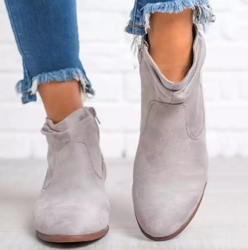 Title 5, Womens Autumn Pointed Flat Bottom Short Boots,...