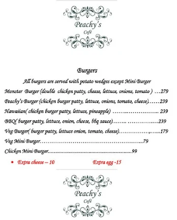 Peachy's Cafe menu 