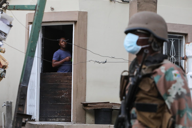 Soldiers on patrol during lockdown in SA.