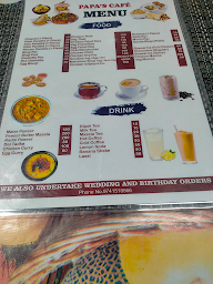 Papa's Cafe menu 1