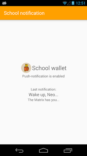 School wallet: Notification