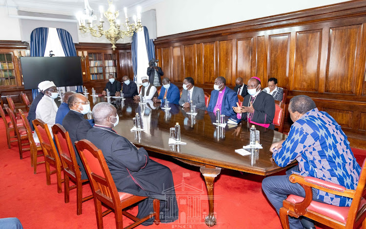 President Uhuru Kenyatta meeting with religious leaders at State House on Thursday, August 18.