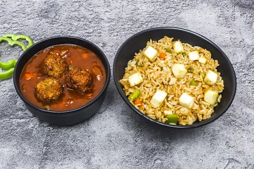 Paneer Fried Rice With Manchurian Gravy [1 Litre]