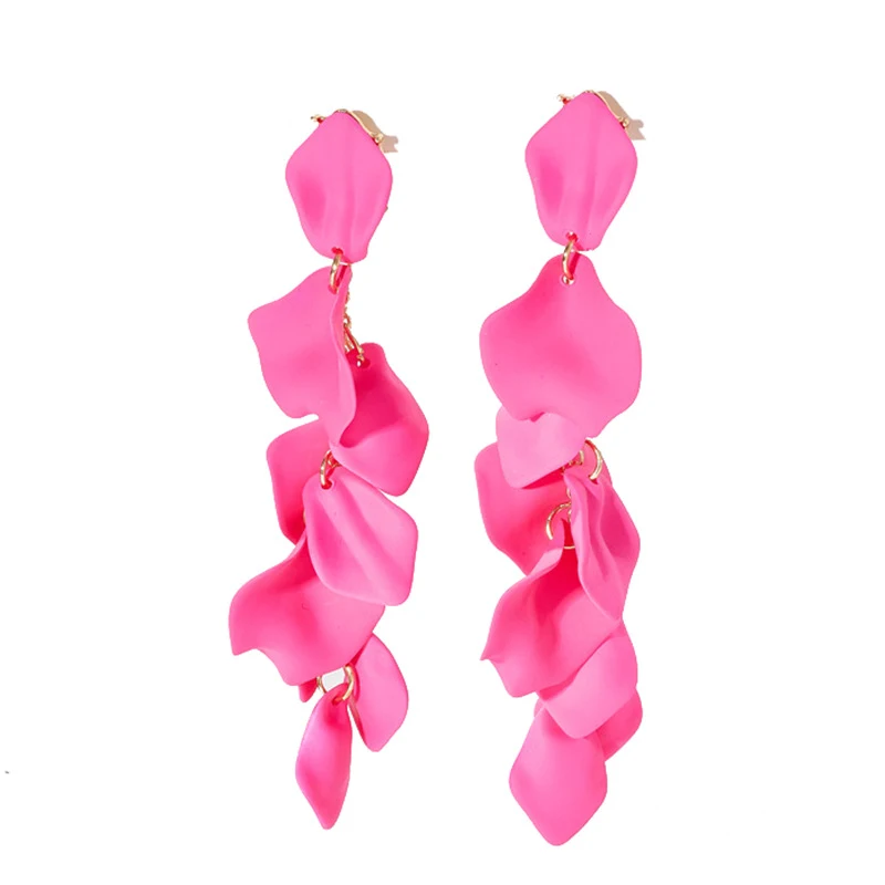 Pendientes geométricos rojos de rosa para mujer, juego versátil. Elegancia diaria y combinables con cualquier atuendo. Destaca con estilo.