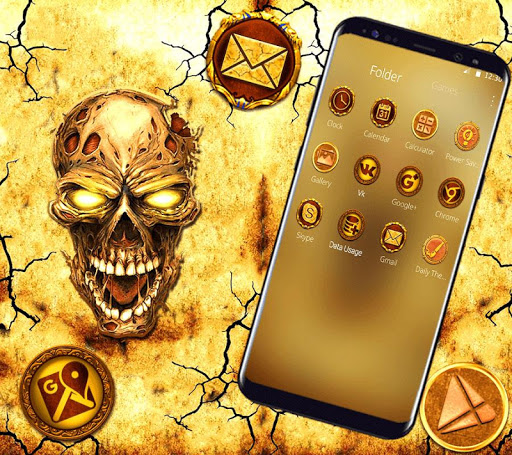 Golden Devil Skull Launcher Theme ?