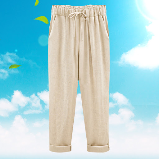 Title 6, Fat Mm Womens Loose Thin Linen Trousers, Breat...