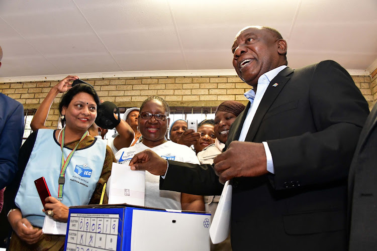 President Cyril Ramaphosa casting his votes at Hitekani Primary School, Chiawelo, Soweto in the 2019 general elections. Picture: GCIS/ ELMOND JIYANE