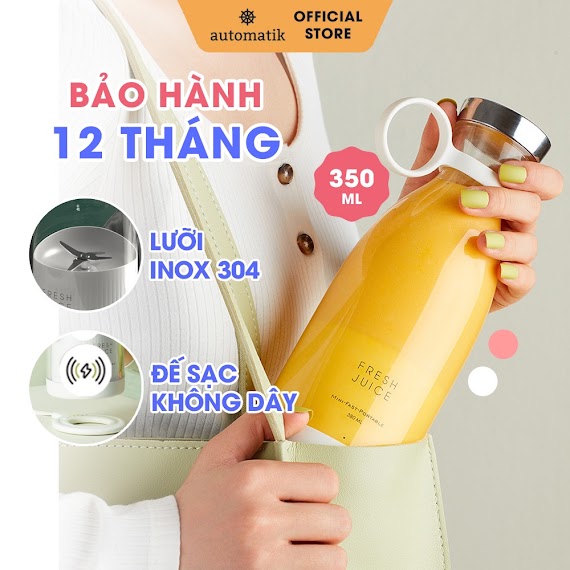 Máy Xay Sinh Tố Cầm Tay Mini Fresh Juice Đa Năng Ép Trái Cây Say Hoa Quả, Quà Tặng Sinh Nhật Mẹ, Bạn Gái - Automatik