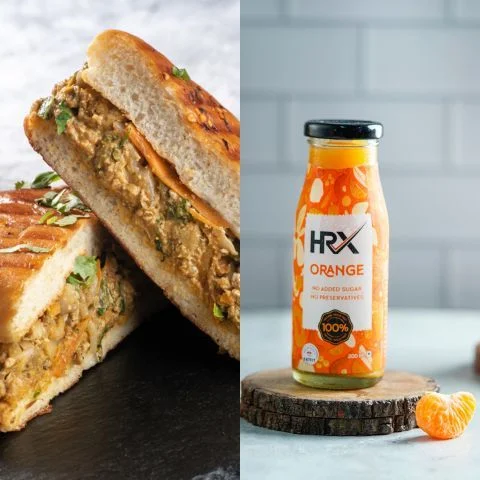 Spicy Dilli Kulcha Burger (Whole Wheat) + Orange (200ml)