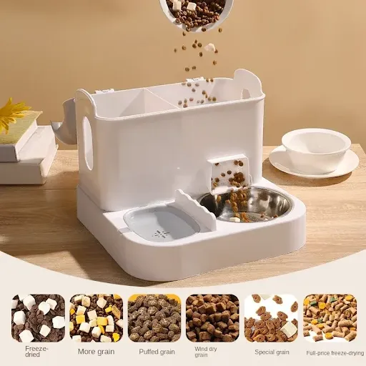 Automatic Cat Feeding and Water Feeding Device Dog Bowl Cat Basin 2-in-1 Water Dispenser Cat Bowl Pet Supplies
