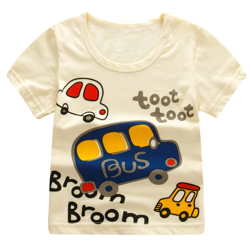 Title 6, Cool School Bus Cartoon Cotton T Shirt Kids Uni...