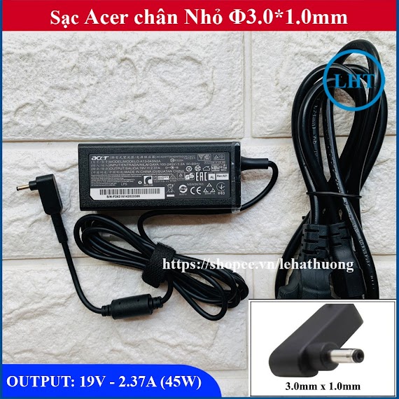 Sạc/ Adapter Laptop Acer V3 - 331/ V3 - 371/ V3 - 372, Sạc Laptop Acer 19V – 2.37A Zin Chân Nhỏ