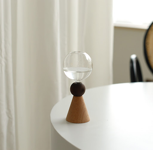 Title 3, Wooden Base Geometric Bubble Vase, Nordic Inspi...