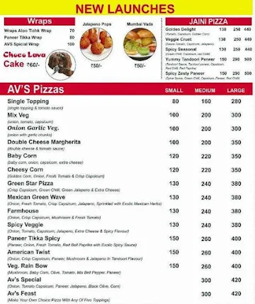 Av's Pizza menu 