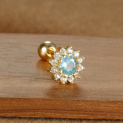 Title 5, SUNFLOWER Piercing Ear Stud Screw, hypoallergen...